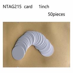 Jiaxing (50PCS) Ntag215 NFC Tags,Blank PVC Coin NFC Cards 25mm(0.98 inch)504 Bytes Memory,Compatible with All NFC Enabled Mobile