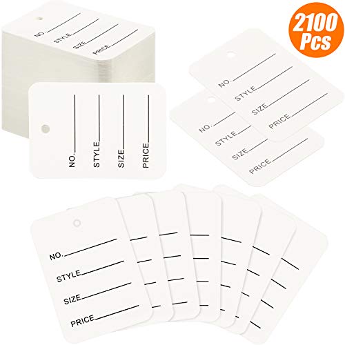 Outus 2100 Pieces Price Tags Unstrung Coupon Tags Merchandise Marking Tags White Paper Clothes Price Label Tags Store Tag Labels,