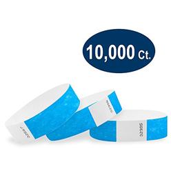 WristCo Neon Blue 3/4" Tyvek Wristbands - 10000 Pack Paper Wristbands for Events