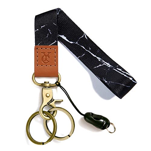 COOKOOKY Wrist Lanyards Key Chain Holder Premium Quality Wristlet Lanyard Keychain for Men Women (Black Marble)
