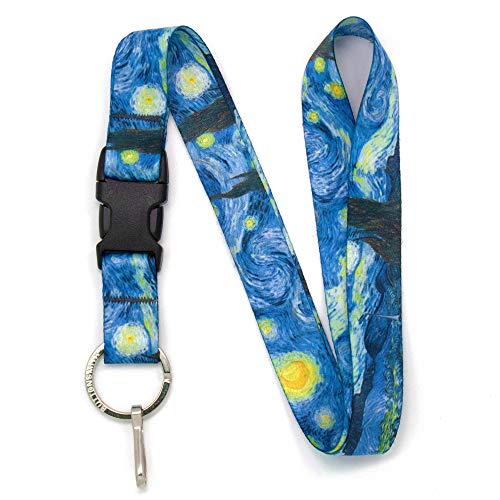 Buttonsmith Starry Night Premium Lanyard - with Buckle and Flat Ring - Made in The USA