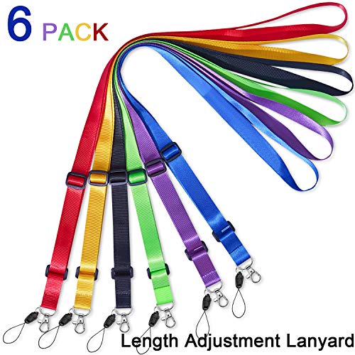 Amuu 6 Pack Lanyard Adjustable Extend Length Lanyards for id Badges Women Keys Kids Men Card Holder Extend Length Lanyard Cruise