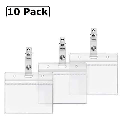ZHEGUI Horizontal Heavy Duty Name Tags Badge Holders and Metal Badge Clips with Vinyl Straps by ZHEGUI (10 Pack, Horizontal 2.3X3.5)