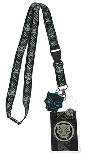 Bioworld Marvel Black Panther Tribal Pattern Lanyard with Charm and ID Holder