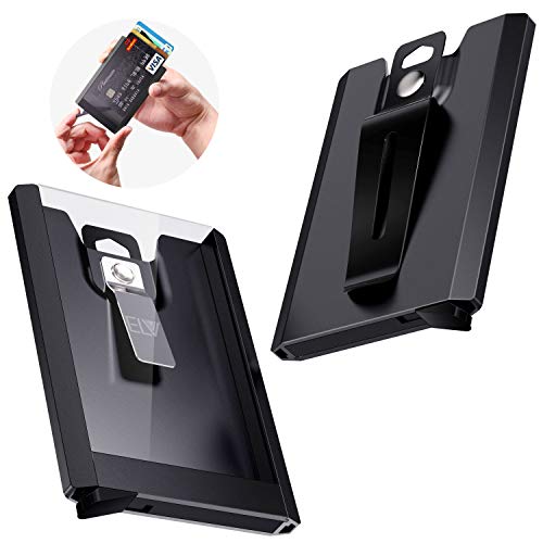 ELV Badge Holder Wallet, Aluminium ID Badge Card Holder Heavy Duty with  Quick Release Button, Metal Clip for Offices ID