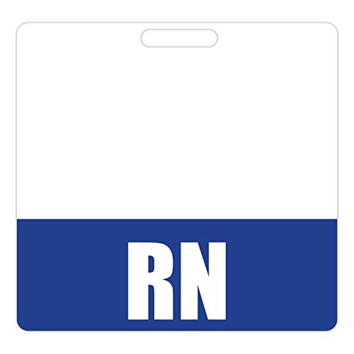 Nurse Nation RN Badge Buddy (Blue) - Horizontal Heavy Duty Badge Tags for Resident Nurses - Double Sided Badge Identification Card