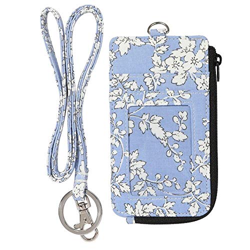 MNGARISTA Fashion Badge Holder with Zipper, Cute ID Badge Card Holder Wallet with Lanyard Strap for Offices ID, School ID, Driver