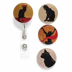 Buttonsmith Steinlen Cats Tinker Reel Retractable Badge Reel - with Alligator Clip and Extra-Long 36 inch Standard Duty Cord