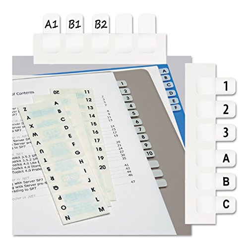 Redi-Tag 31005 Side-Mount Self-Stick Plastic A-Z Index Tabs 1 inch White 104/Pack