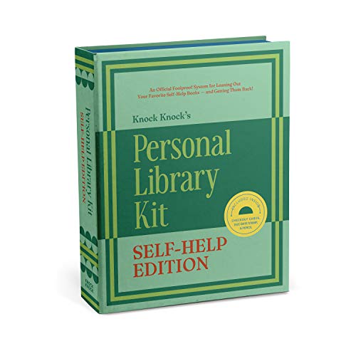 Knock Knock Self-Help Edition Personal Library Kit & Gift for Book Lovers - Card Catalog Checkout Cards, Bookplates, Date
