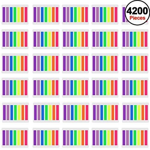 SIQUK 4200 Pieces Flag Tabs Colored Page Markers Sticky Index Tabs Page Flags, 30 Sets 7 Colors