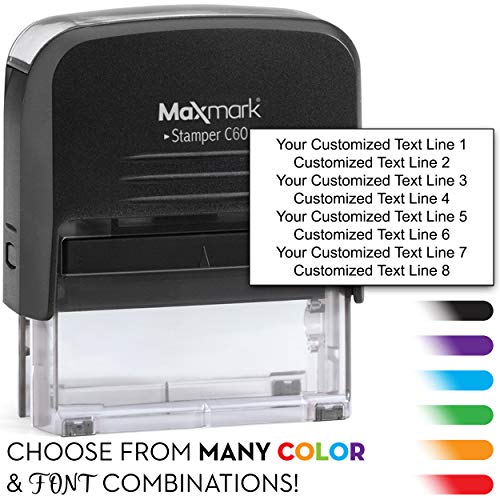 MaxMark Customized Self Inking Stamp - Up to Eight Lines of Text - Impression Size: 1.5" x 3" (39mm x 77mm) - Choice of Font