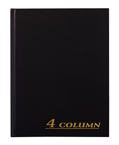 Adams Account Book, 4-Column, Black Cloth Cover, 9.25 x 7 Inches, 80 Pages Per Book (ARB8004M)