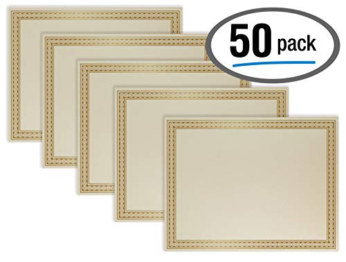 QM9PQ5G 50 Sheet Award Certificate Paper, Gold Foil Metallic Border, Ivory  Letter Size Blank Paper, by Better Office Products