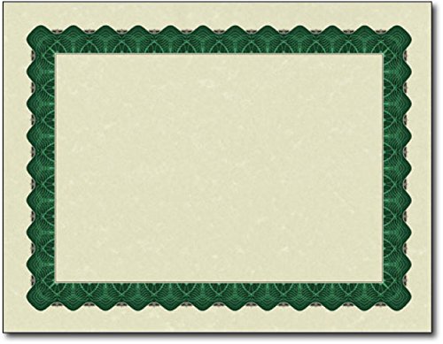 Desktop Publishing Supplies, Inc. Metallic Border Parchment Certificate Paper - 250 Certificates - 8 1/2" x 11" - Premium Printable Blank Certificates (Green)