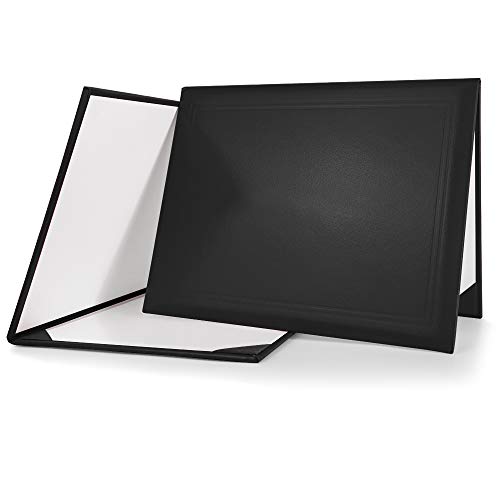 GraduatePro Diploma Cover 8.5x11 Graduation Covers Certificate Document Holder Smooth Leather Letter Size Black