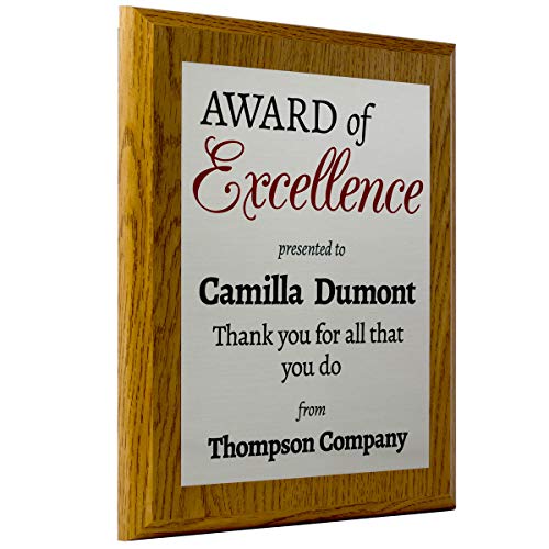 Plaquemaker Personalized Employee Recognition Award Plaque 8x10 Coated Oak Board