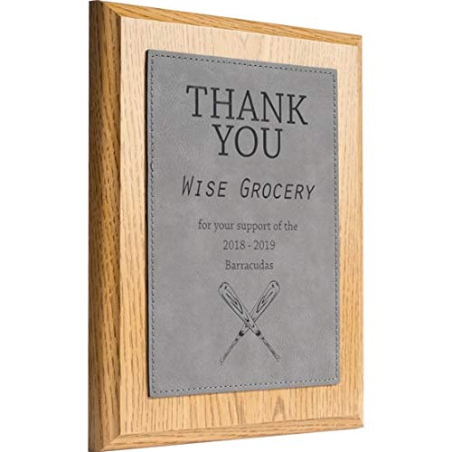 Plaquemaker Personalized Faux-Leather Engraved Plaques and Awards. Great for Retirement, Thank You, Military Recognition, Special