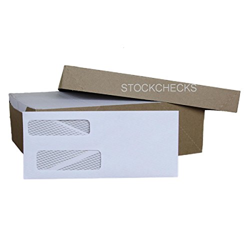 Stockchecks 1,000ct, #9 Double Window Security - Tint Gummed Envelopes. Fits Software Compatible Check, Some Quicken, Quickbooks,