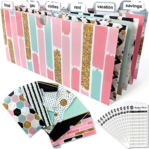All-in-One Cash Envelope Wallet System - 12 Tabbed Envelopes & Budget Cards | Complete Money Organizer With RFID Protection