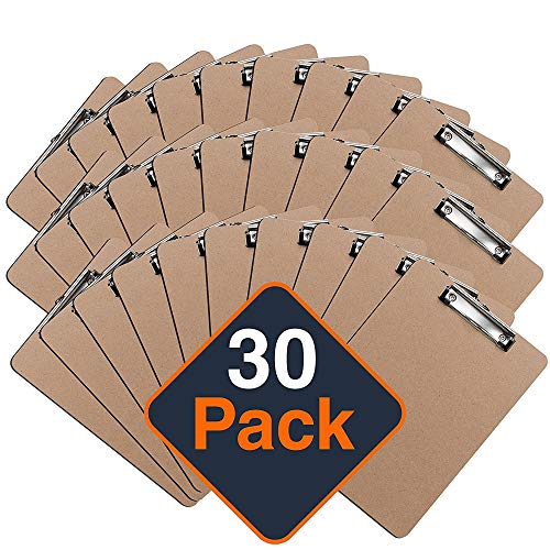 Office Solutions Direct Clipboards (Set of 30) by Office Solutions Direct! ECO Friendly Hardboard Clipboard Pack, Low Profile Clip Standard A4 Letter