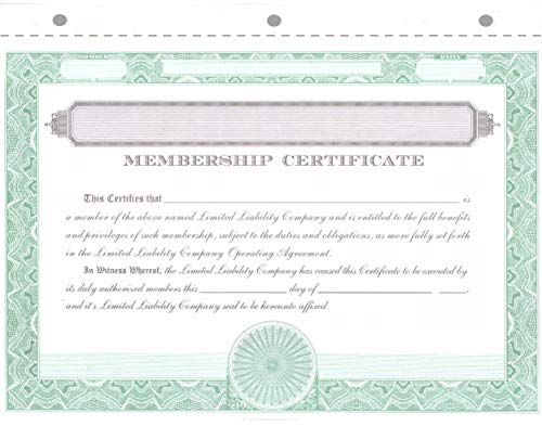 Hubco CORPEX Blank LLC Membership Certificates | Pack of 25