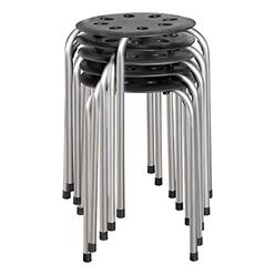 Norwood Commercial Furniture Plastic Stack Stools Black w/Silver Legs (Pack of 5) NOR-STOOLBS