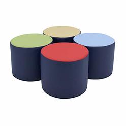 Factory Direct Partners FDP SoftScape 15 inch Round Two-Tone Accent Ottoman for Kids; Modern Children's Furniture, Flexible, Lightweight Foam Seating