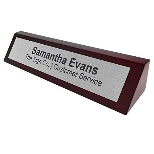 THE SIGN CO. 2x10 Engraved Professional Desk Name Plate with Rosewood Finish