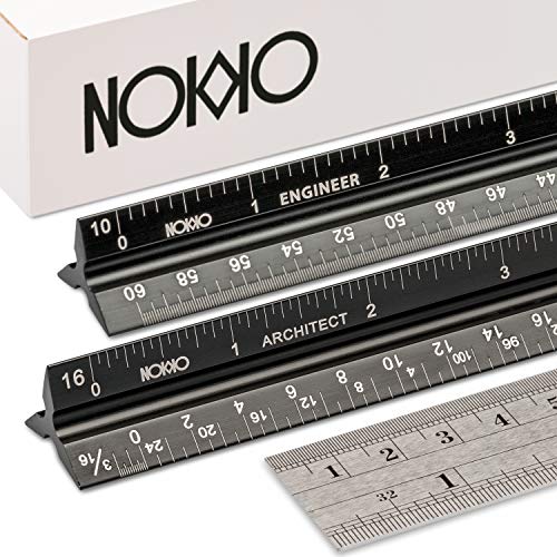 NOKKO Architectural and Engineering Scale Ruler Set - Professional Measuring Kit for Drafting, Construction - Imperial and