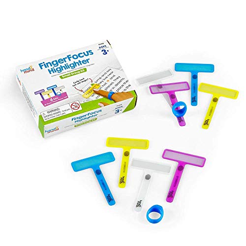 hand2mind 91496 FingerFocus Highlighters Small Group, Guided Reading Strips, Reading Tool for Kids & Dyslexia, Ages 3+ (6