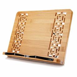 wishacc Large Size Bamboo Book Stand and cookbook Holders for Reading Hands Free