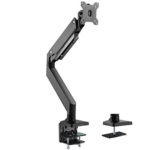 WALI Single Monitor Gas Spring Desk Mount Heavy Duty Aluminum Fully Adjustable Fit Screen up to 35 inch, 33 lbs, VESA 75 and