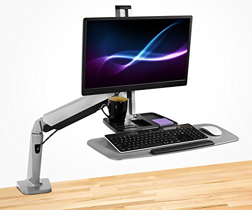 Mount-It! Sit Stand Workstation for Single Monitor and Keyboard - Height Adjustable Standing Desk Mount with Monitor Mount