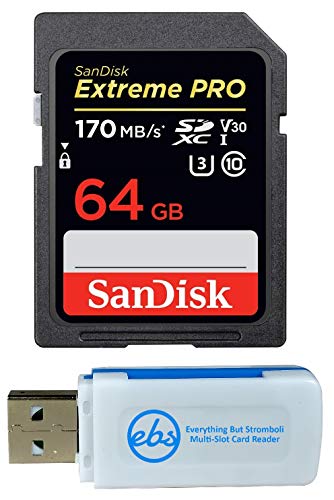 SanDisk 64GB SDXC SD Extreme Pro Memory Card Bundle Works with Sony Alpha a6400 Mirrorless Camera (ILCE-6400/B) 4K V30 U3