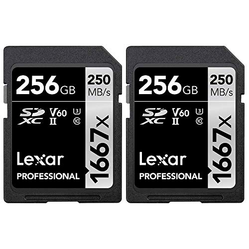 Lexar Professional SDHC/SDXC 1667x UHS-II 256gb Memory Card 2 Pack (LSD256CBNA1667)