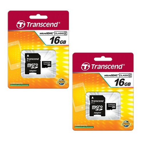 Transcend Mevo Live Event Camera Camcorder Memory Card 2 x 16GB microSDHC Memory Card with SD Adapter (2 Pack)