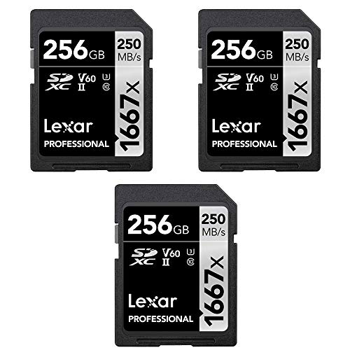 Lexar LSD256CBNA1667 Professional SDHC/SDXC 1667x UHS-II 256GB Memory Card (3-Pack)