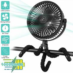 Amacool 10000mAh Battery Operated Clip On Fan Flexible Tripod 360 Rotatable USB Fan for Outdoor Camping Tent Beach Treadmill Car
