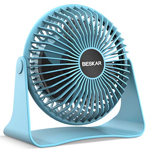 BESKAR 10000mAh Rechargeable Battery Operated USB Desk Fan, 2020 New 6-Inch Small Quiet Fan with 3 Speeds & Strong Airflow,