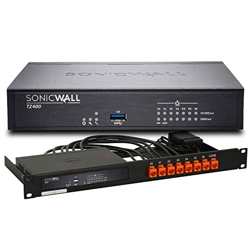 SonicWall TZ400 Network Security Appliance and 1YR TotalSecure Bundle with Rackmount Kit (01-SSC-0514+RM-SW-T4)