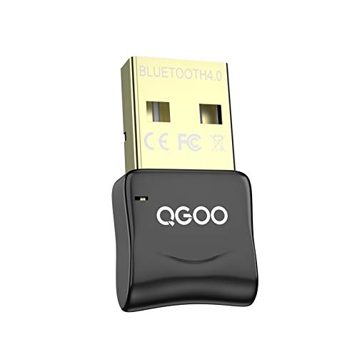 JVBFVRX USB Bluetooth Dongle, QGOO Bluetooth 4.0 Adapter for PC Laptop  Computer Desktop Stereo Music, Skype Call, Keyboard, Mouse