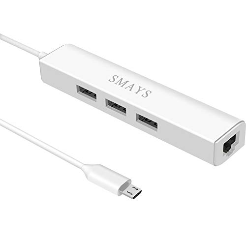 Smays Ethernet Adapter Replacement for TV Stick 4K Cube, Google Chromecast and Micro USB OTG Cable HUB with Power