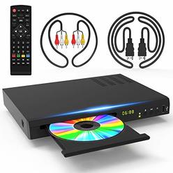 Tojock 1080P Blu Ray DVD Player for TV with 5ft HDMI AV Cables DTS Sound Effect, Upscaling TV CD DVD Player, Built-in PAL NTSC