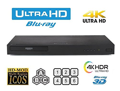 HDI UBK80 LG 4K Region Free Blu Ray Disc DVD Player - PAL NTSC Ultra HD - USB - 100-240V for World-Wide Use 6 Feet Multi