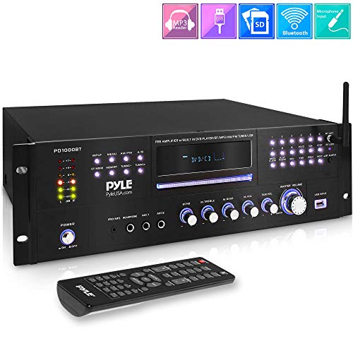 Pyle 4 Channel Pre Amplifier Receiver - 1000 Watt Rack Mount Bluetooth Home Theater-Stereo Surround Sound Preamp Receiver