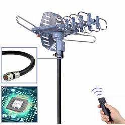 pingbingding PBD Digital Outdoor TV Antenna, 150 Mile Motorized 360 Degree Rotation Support 2 TVs, Mounting Pole, 50FT RG6 Coax Cable,