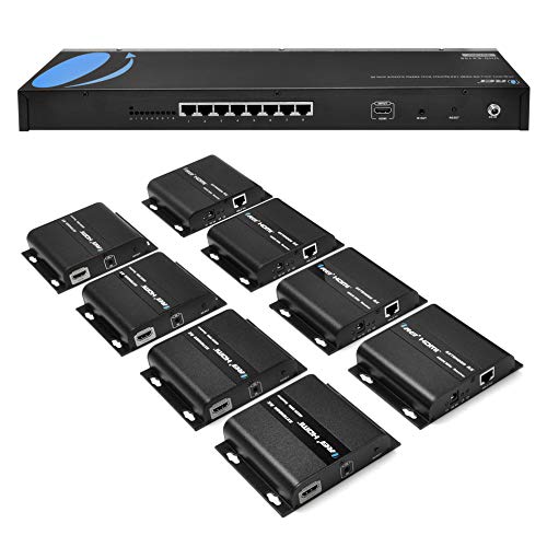 OREI 4K 1x8 HDMI Extender Splitter by OREI Balun Multiple Over Single Cable CAT5e/6/7 4K x 2K @30Hz with IR Remote EDID Management