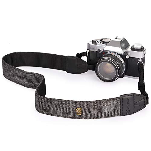 TARION Camera Shoulder Neck Strap Vintage Belt for All DSLR Camera Nikon Canon Sony Pentax Classic White and Black Weave