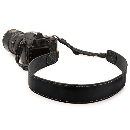 MegaGear MG1514 Sierra Series Genuine Leather Camera Shoulder or Neck Strap - Black